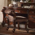 Vendome Vanity Stool in Cherry Fabric 22010 by ACME 13