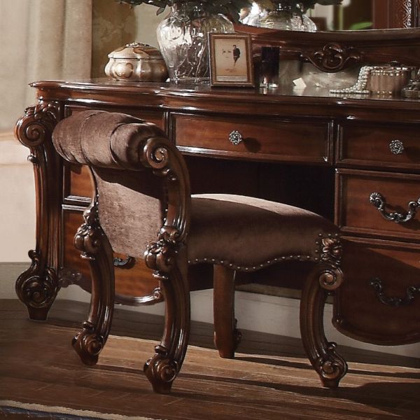 Vendome Vanity Stool in Cherry Fabric 22010 by ACME