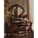 Vendome Vanity Stool in Cherry Fabric 22010 by ACME 17