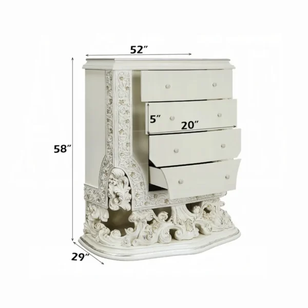 Adara White 4-Drawer Chest in Victorian Style by ACME - Image 5