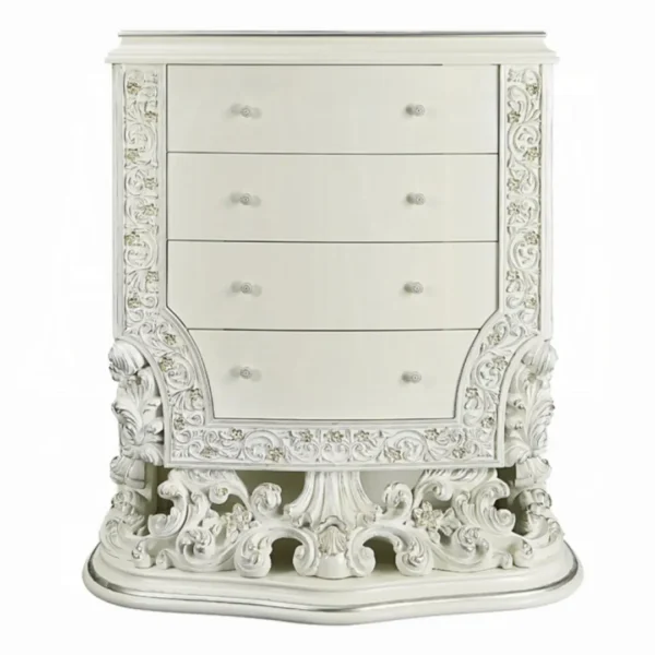 Adara White 4-Drawer Chest in Victorian Style by ACME - Image 2