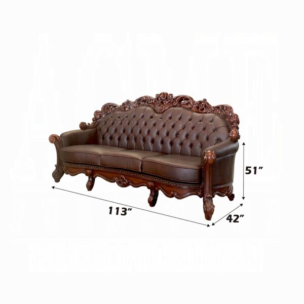 Vendome Oversized Sofa With 4 Pillows in Cherry Leather 52000 by ACME 14