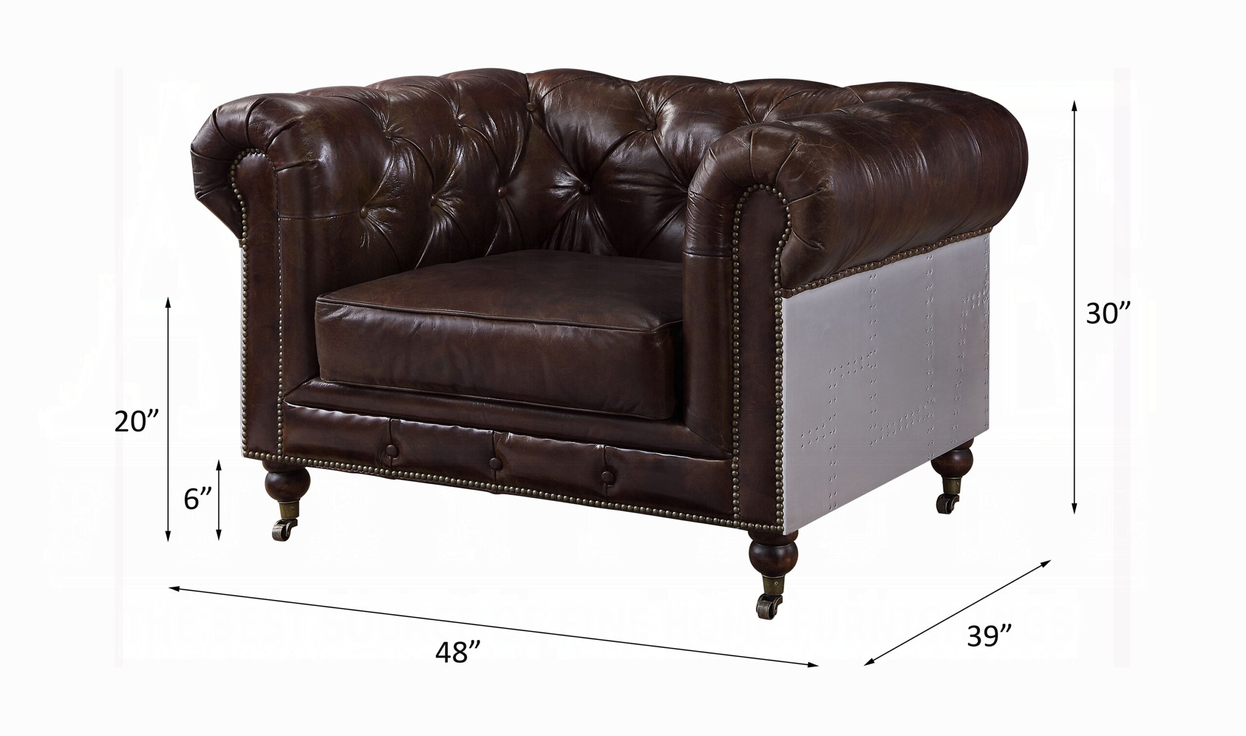 Brown Leather Aberdeen Chair 56592 by ACME Living Chairs Mobilia Cleopatra 17 Brown Leather Aberdeen Chair 56592 by ACME 17