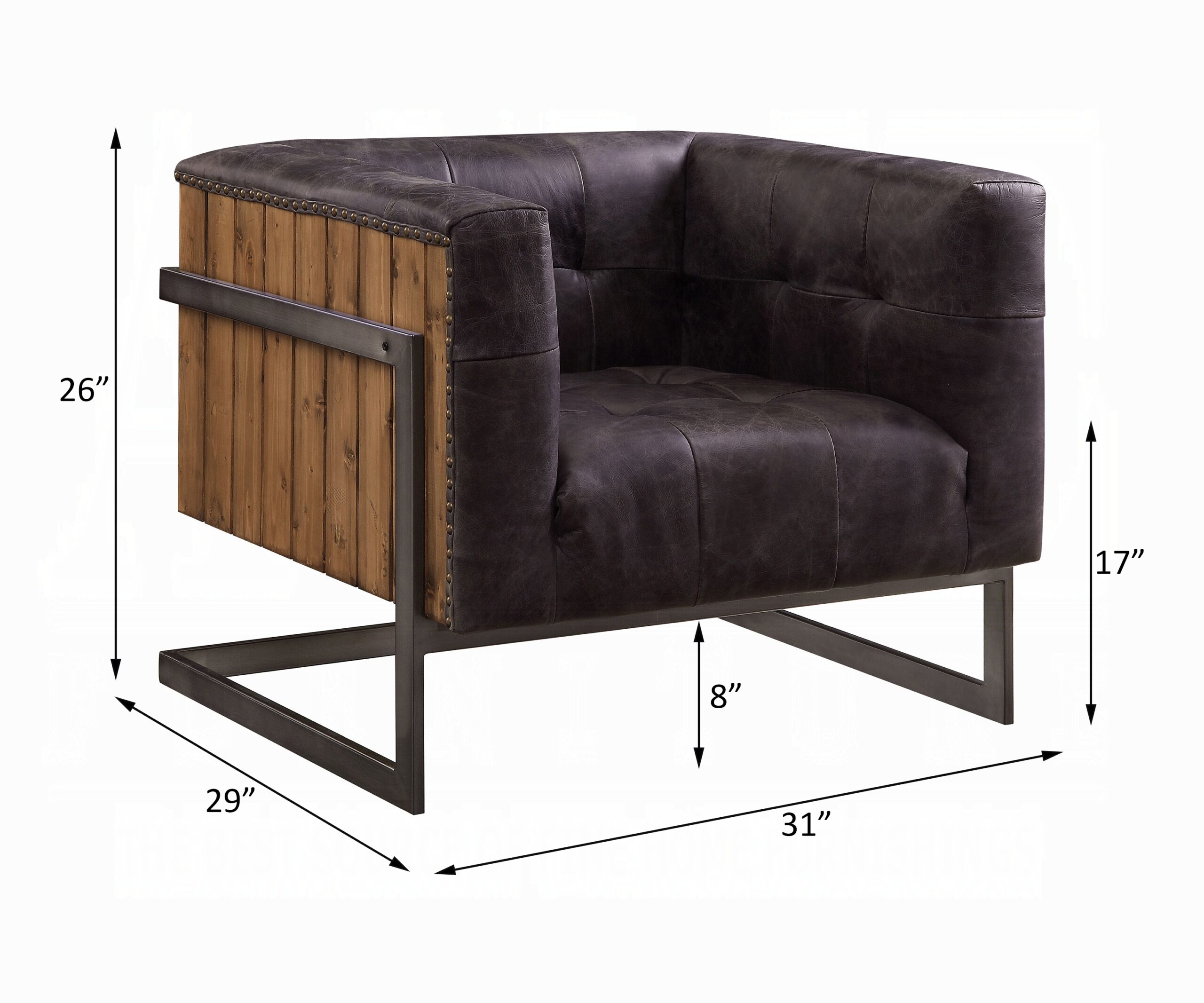 Ebony Leather Sagat Accent Chair 59667 by ACME Accent Chairs Mobilia Cleopatra 23 Ebony Leather Sagat Accent Chair 59667 by ACME 23