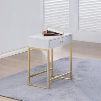 White Coleen Accent Table 82298 by ACME