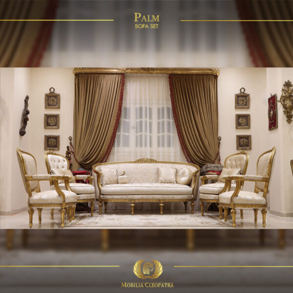 Handmade 6Pcs Palm Gold Sofa Set 7