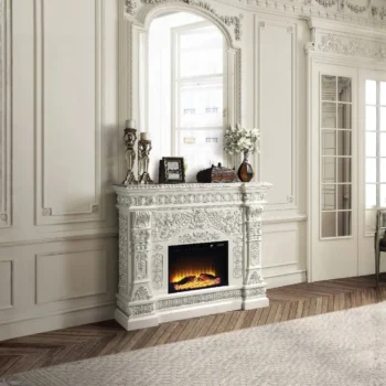 Fireplace in Antique White Finish