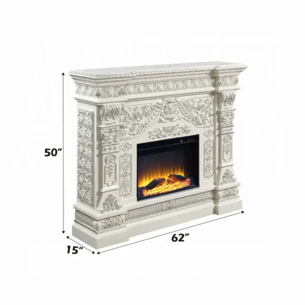 Vanaheim Fireplace in Antique White Finish by ACME - Image 5
