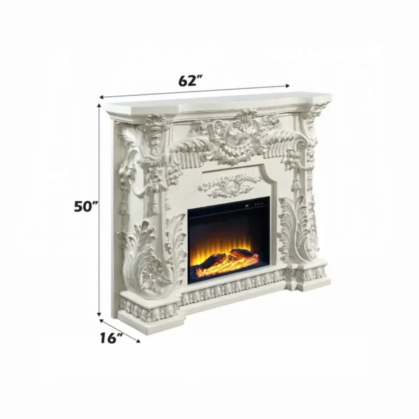 Adara White Wooden LED Electric Fireplace by ACME - Image 5