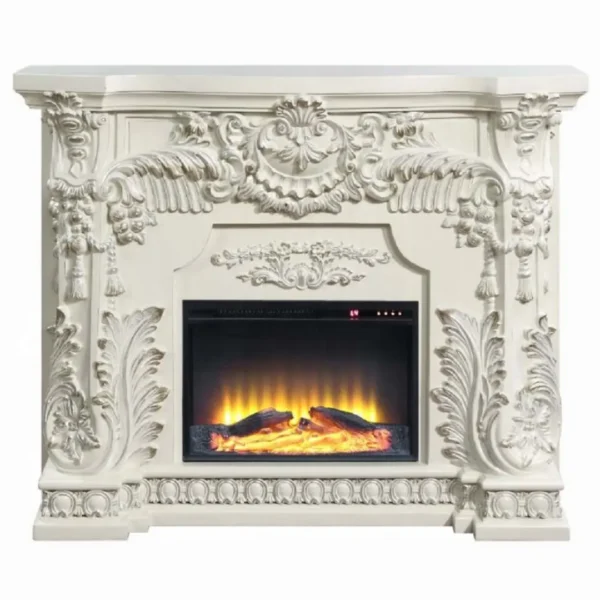 Adara White Wooden LED Electric Fireplace by ACME - Image 2