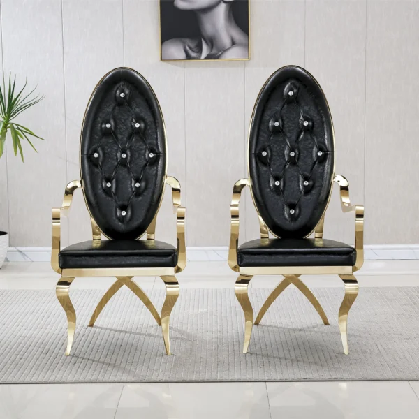 DC87 Leather and Stainless Steel Dining Chairs by Artisan Furniture