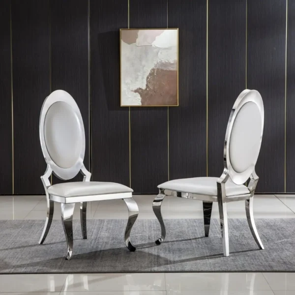 DCK68 Two White Leatherette Dining Chairs by Artisan Furniture - Image 3