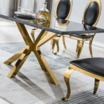DT202GMB Marble Stainless Steel Dining Room Table Base by Artisan Furniture - Image 3
