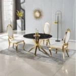 DT203GMB Round Marble Dining Table by Artisan Furniture