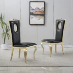 DCK98 Black Leather Dining Chair Modern by Artisan Furniture Dining Chair & Bench Mobilia Cleopatra 19 DCK98 Black Leather Dining Chair Modern by Artisan Furniture 19