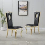 DCK98 Two Black Leather Dining Chairs Modern by Artisan Furniture - Image 6