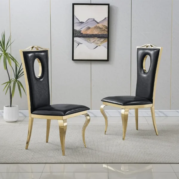 DCK98 Two Black Leather Dining Chairs Modern by Artisan Furniture - Image 6