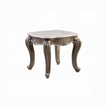 Marble Top & Antique Bronze Finish Elozzol End Table LV00303 by ACME