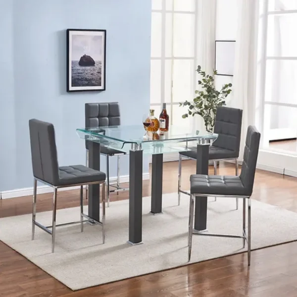 JD100 Glass Square Table Top Set 4 Chairs by Artisan furniture - Image 2
