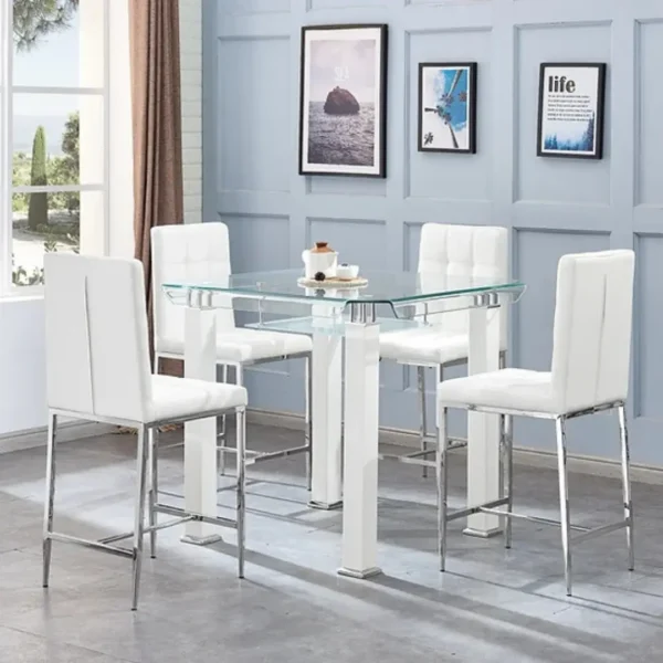 JD100 Glass Square Table Top Set 4 Chairs by Artisan furniture - Image 4
