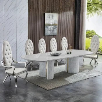 RDT305GMW Oval Marble White Dining Table by Artisan Furniture