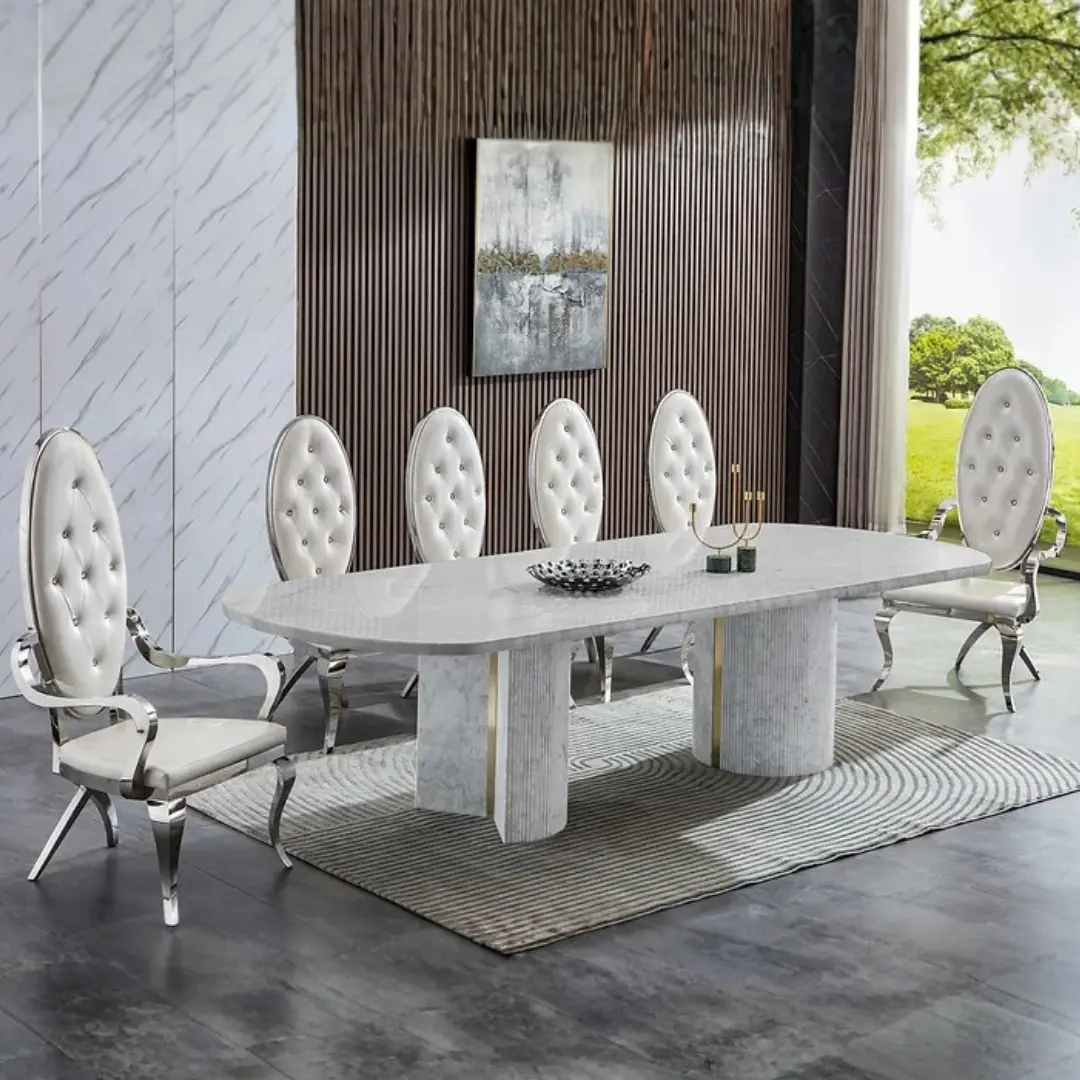 Rdt305Gmw Oval Marble White Dining Table By Artisan Furniture | Mobilia Cleopatra 3 RDT305GMW Oval Marble White Dining Table by Artisan Furniture - Image 1