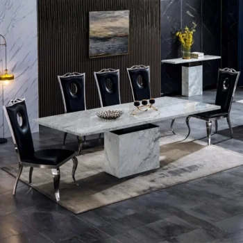 Black Marble Dining Table RDT306BMW by Artisan Furniture