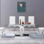 Silver Dining Table Tempered Glass RDT313S by Artisan Furniture - Image 3