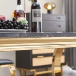 Black Marble Gold Finish Dining Table RDT316GM by Artisan Furniture - Image 4