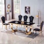 Black Marble Gold Finish Dining Table RDT316GM by Artisan Furniture - Image 8