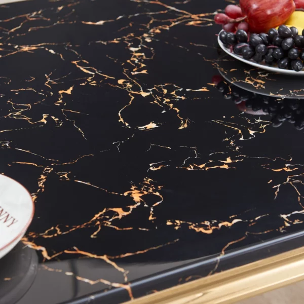 Black Marble Gold Finish Dining Table RDT316GM by Artisan Furniture 15