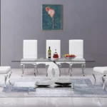 Silver Dining Table Tempered Glass RDT313S by Artisan Furniture 11