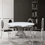 RDT330 White Marble Round Dining Table by Artisan Furniture