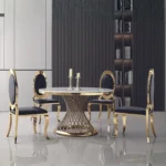 RDT330 White Marble Round Dining Table by Artisan Furniture - Image 3