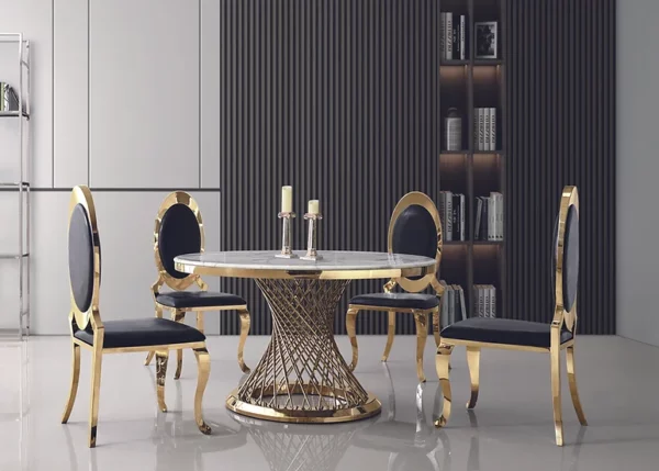 RDT330 White Marble Round Dining Table by Artisan Furniture 10