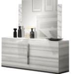High Gloss Lacquer Carrara Grey Dresser/Chest/Mirror i30661 By ESF Furniture 9