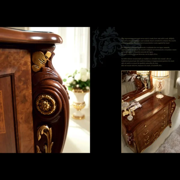 Donatello Italian Bedroom Set in Walnut Finish