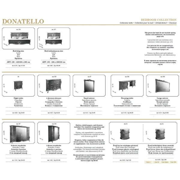Donatello Italian Bedroom Set in Walnut Finish