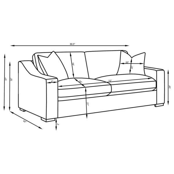 Ashlyn Upholstered Sloped Arms Sofa White 509891 by Coaster Furniture 17