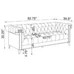 Bleker Tufted Tuxedo Arm Sofa Blue 509481 by Coaster Furniture 11