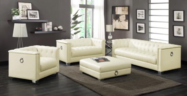 Chaviano Tufted Upholstered Sofa Pearl White 505391 by Coaster Furniture 23