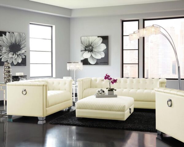 Chaviano Tufted Upholstered Sofa Pearl White 505391 by Coaster Furniture 24