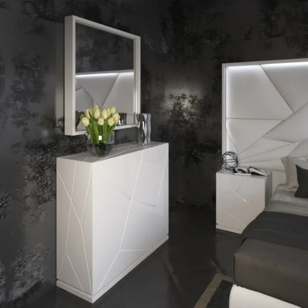 Mat Majesty White Bedroom Set with Light and Kiu Cases