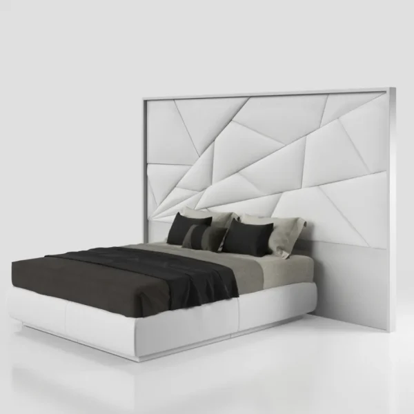 Mat Majesty White Bedroom Set with Light and Kiu Cases