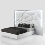 Mat Majesty White Bedroom Set with Light and Kiu Cases