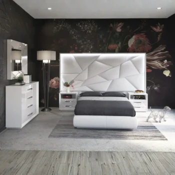 Mat Majesty White Bedroom Set with Light and Carmen Cases