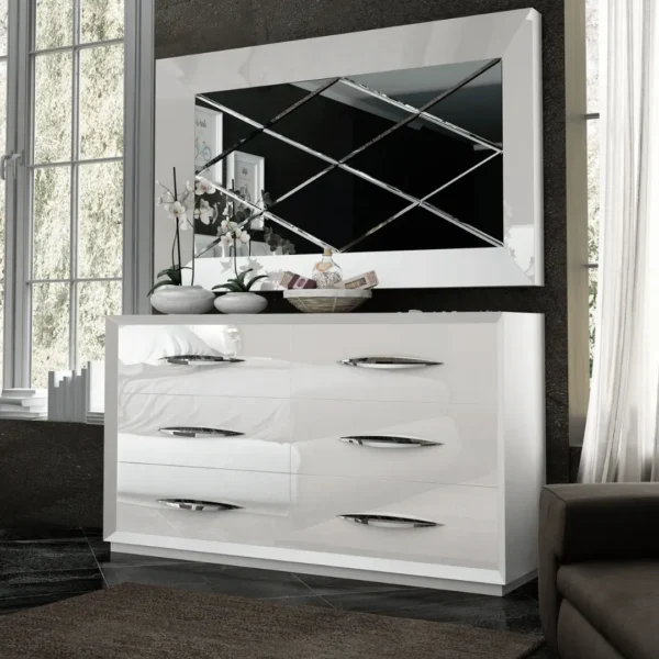 Mat Majesty White Bedroom Set with Light and Carmen Cases