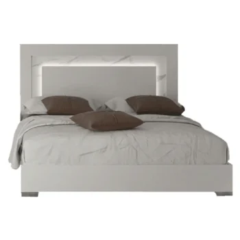 High Gloss Lacquer Carrara Bed White with Light
