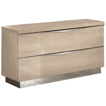 High Gloss Lacquer Platinum Legno Nightstand Ivory