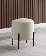 Round upholstered ottoman beige and matte black 905495 by coaster furniture 7